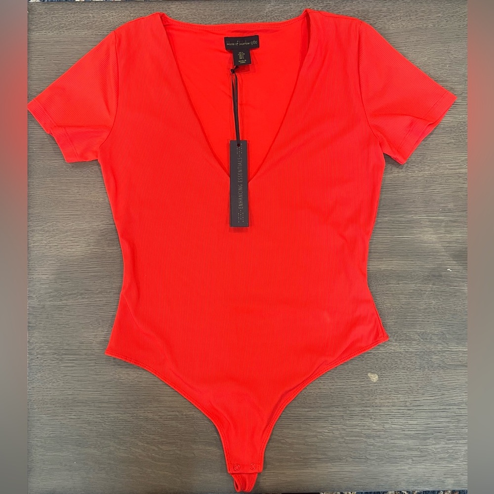 New with tags House of Harlow 1960 size, large thong, bodysuit, red Sz L NEW